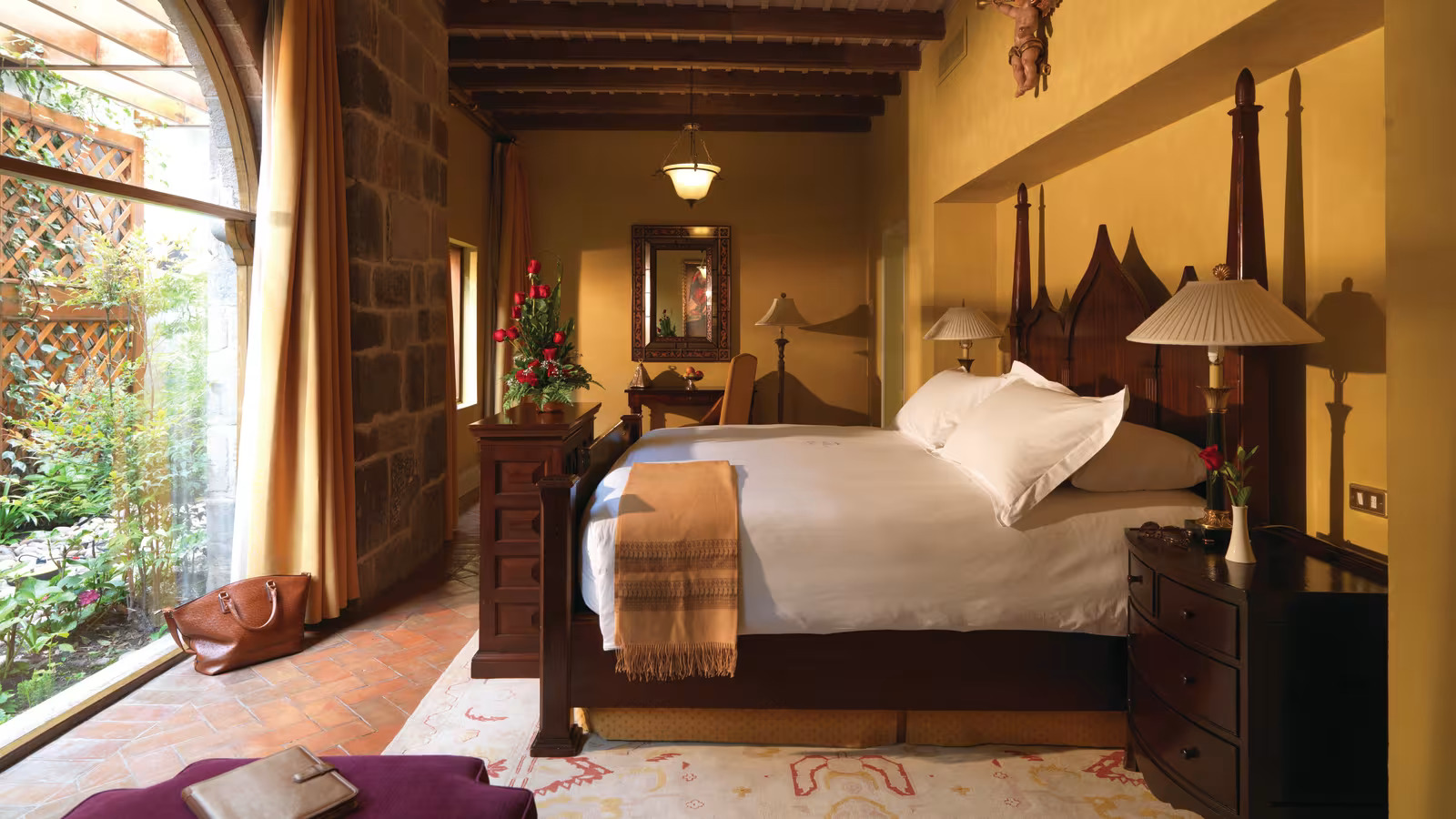 Luxurious Belmond Hotel Monasterio in Cusco with colonial architecture.