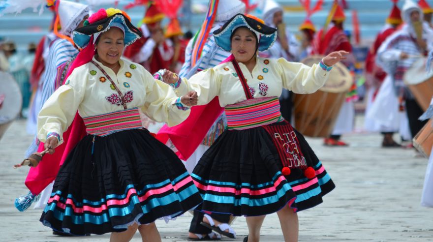 Dancers in colorful costumes during the Candelaria Festival.